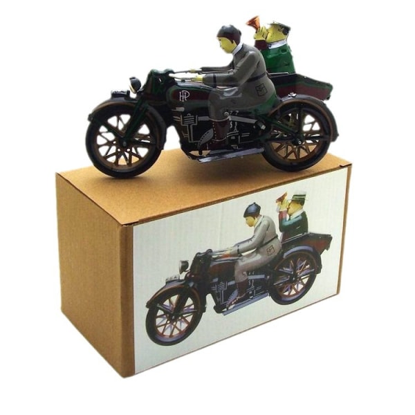 Trehjulig motorcykel, nostalgisk upprullningsleksak med kreativt tema