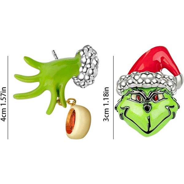 Gröna Grinch hänge örhängen Söta örhängen Grön julklapp