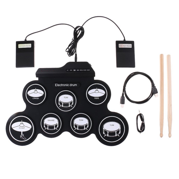 Handrullad elektronisk USB-trumma, bärbart trumset, övningstrumma, jazztrumma