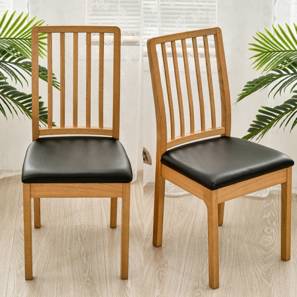 2 pcs Dining Chair Covers for Waterproof Seat PU Leather Seat Covers for Chairs Cover，svart