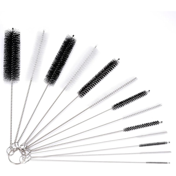 13pcs black cleaning brushes, straw brush set, bottle cleaning brush, milk hose brush, nylon hose brush set,