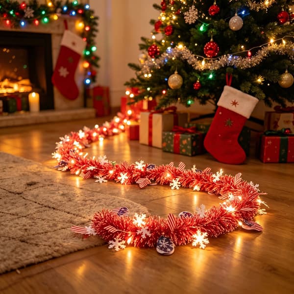 Jul LED Ljusslinga Neongrön Glitter Tomte Kulor Dekorationer för Granfest Style 3 3m