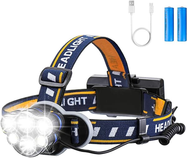 Genopladelig pandelampe 2-pak, 2000 Lumen Super Bright LED med 10 tilstande-FO-