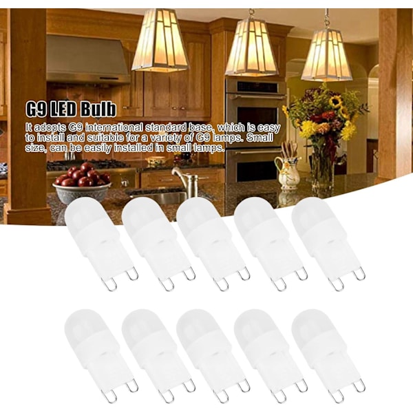 10st LED-dimningsbara glödlampor, G9 150LM 1,5W 2LED Varmt ljus Ögonskydd LED-lampor, 30 Watt Halogen-ekvivalent för ljuskrona, vägglampa