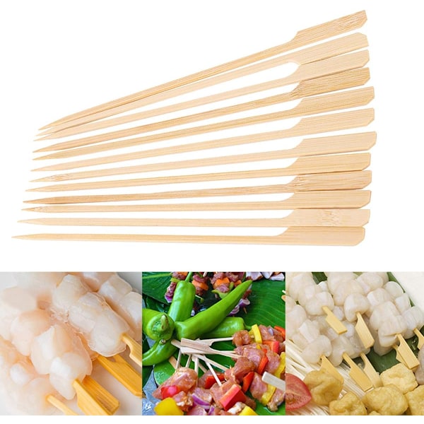 100 stk. bambus BBQ spyd, 12 cm naturlige trægrillspyd