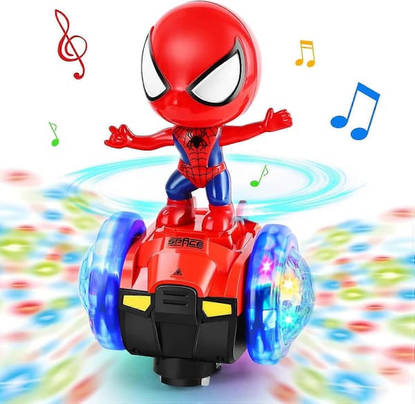 Dansende Spider-Man Robot Sensorisk Leketøy med Blinkende Lys og Musikk, Interaktive Lysende Billeker, Julegaver til Barn Gutter Jenter-FO-