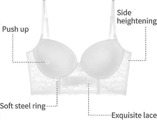 Women's Low Cut Push Up Deep V Backless Bra Lace Underwire Convertible Bra White 36DD White{YDE}-FO-