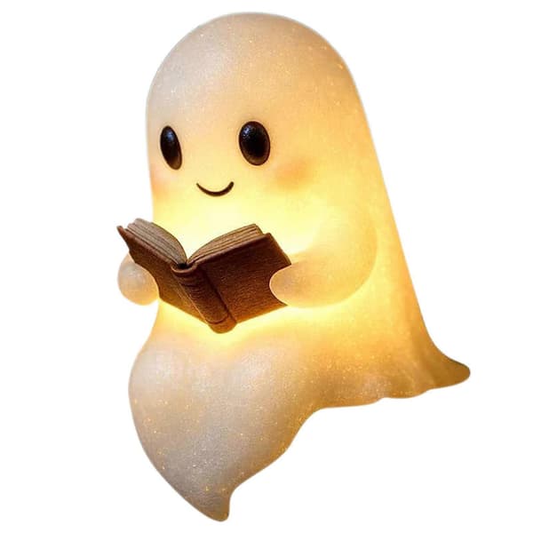 Spooky Ghost Reading Book Light - LED Halloween-dekor for skrivebord og stue -FO-