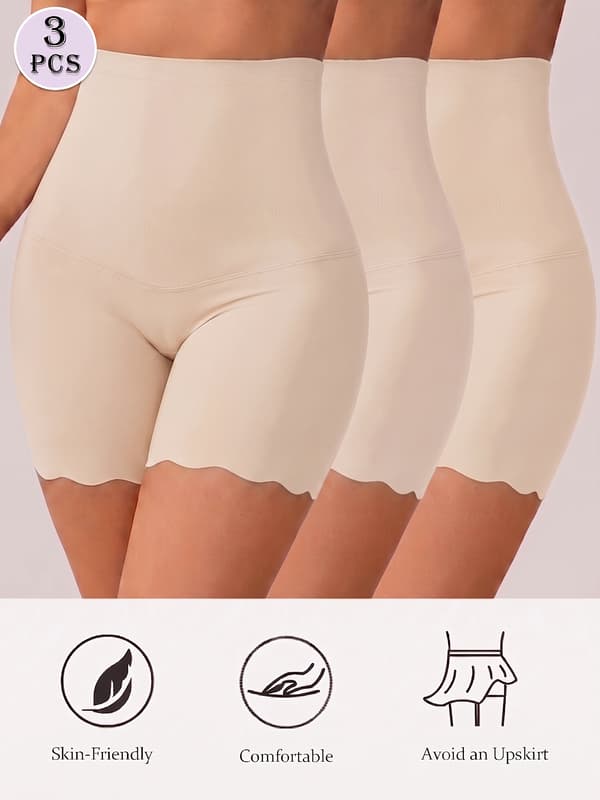 3-pack sömlösa högmidjade kylande formande trosor med magkontroll M Apricot