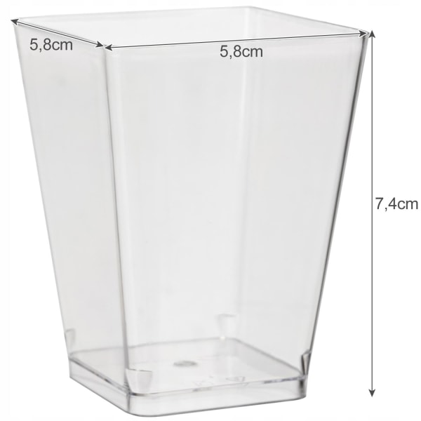 Fyrkantiga plastglas - 120 ml - 50 st Transparent Transparent