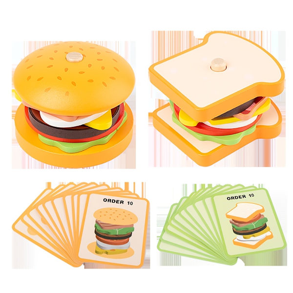Træ Hamburger Sandwich Matchende Legetøjssæt til B-FO-