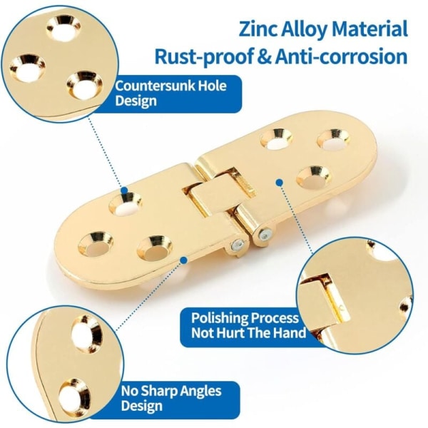 4 stk Heavy Duty sammenklappelige bordhængsler Zinklegering Flip Top-hængsler til symaskinehængsler (3,1x1,2tommer)