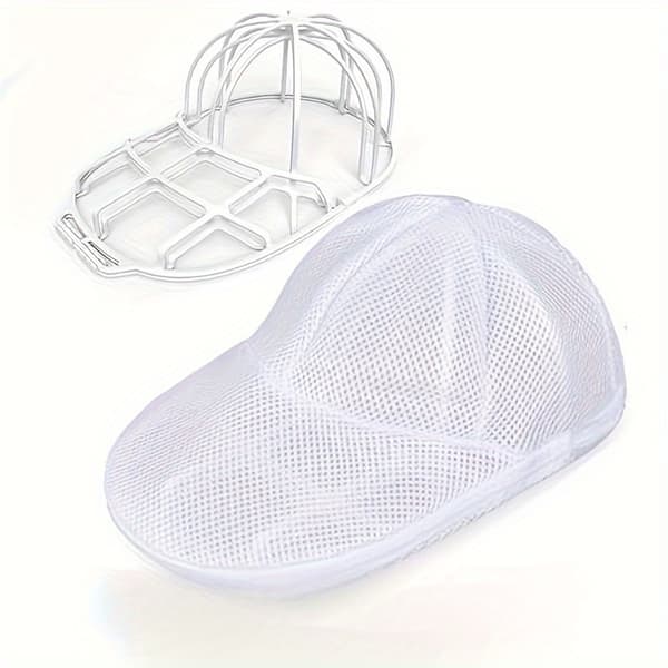 SUTNSCW Hat Washer with Zippered Polyester Mesh Laundry Bag - 2pcs Oval Shaped Cap Washing Protector for Machine Washing, Appar-FO- 1 hat rack + 1 hat washing bag