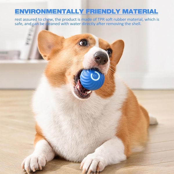 Selvrullende Bold til Hunde, Smart Selvbevægelig Bold med 2 Tilstande Lang Batterilevetid, Intelligent Teaser Kattebold med Udskifteligt Skal