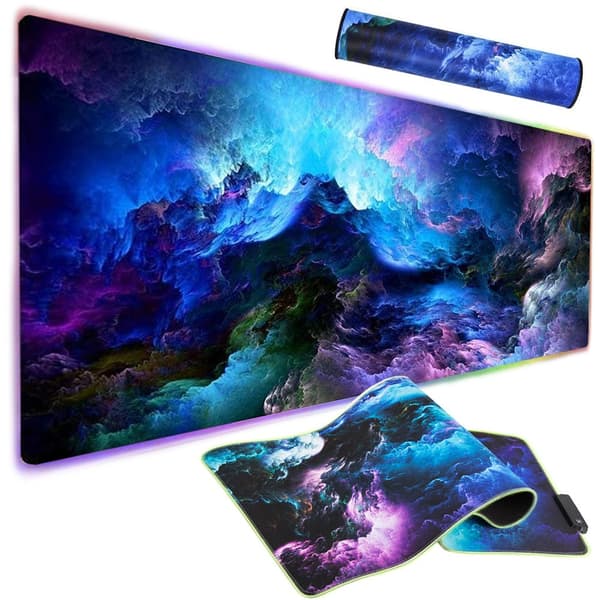 Gaming Musemåtte med RGB LED Lys - 90x40cm - Ocean Waves-FO-