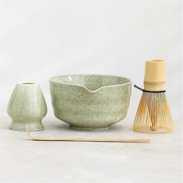 Matcha-set, japanskt teset inklusive matchaskål med pip, matchakopp, bambuvisp och bambusked - Perfek-FO-