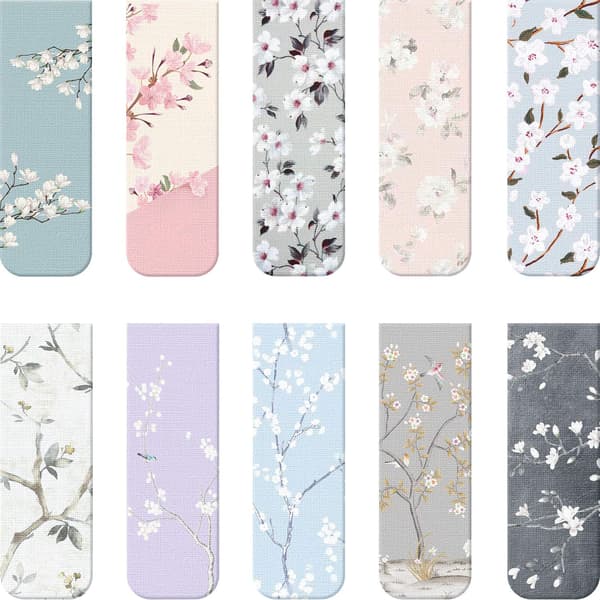 10 stk. magnetiske bogmærker sæt blomsterdesign sidemarkører til læsning-FO-