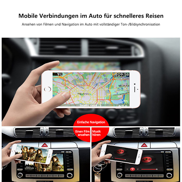 Miracast Dongle, Trådløs HDMI Dongle Streaming, Trådløs Displaymottaker, Cast for iPhone/iPad/Android/iOS/Windows/Mac Laptop, PC til