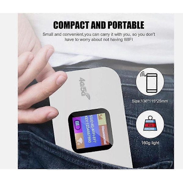 Mobil WiFi Router Bærbar 4G/5G LTE Router Mobil WiFi Hotspot 150 Mbps