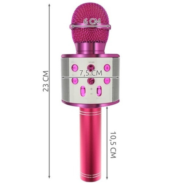 Bluetooth-karaokemikrofoni kaiuttimella, vaaleanpunainen