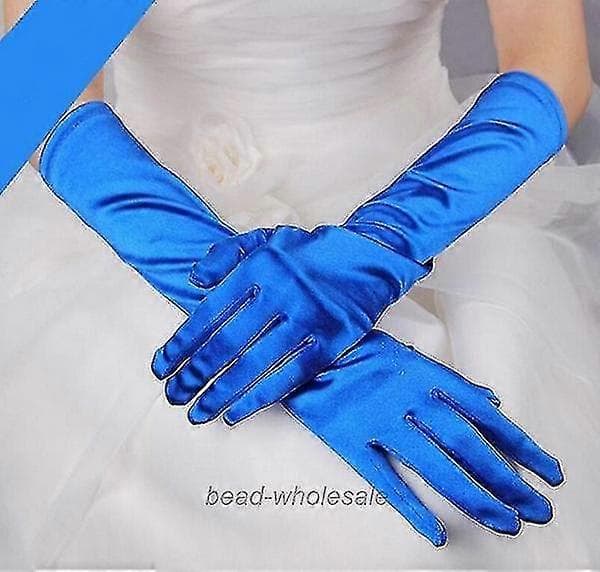 1 par ensfarvede lange satinhandsker Halloween jule cosplayhandsker, sort-FO-