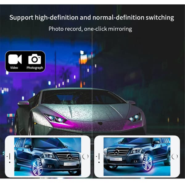 Trådløst bakkamera til bil med WIFI, 170 grader, Dash Cam, HD nattesyn, til iPhone, Android, 12V.-FO-