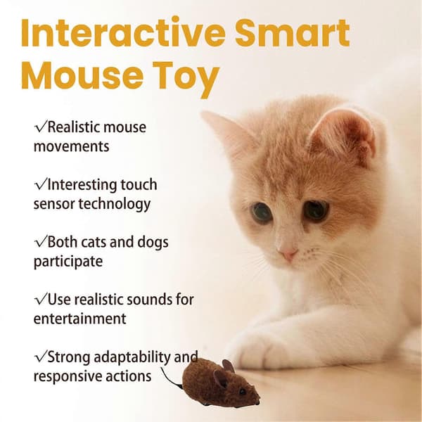 Electronic Fun Cat Toy Automatic Robotic Mouse Toy with Real Mouse Electronic Sound Cat Toys for Cat Training-FO-