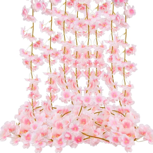 Konunus Pakke med 4 x 1,8 m Kunstig Blomster Kirsebærblomst Guirlande KLB