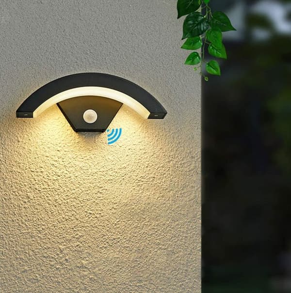 Utendørs LED-vegglampe med bevegelsessensor, antrasittgrå 18w,-FO-