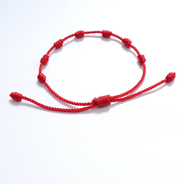 2 st/ set Kabbalah röd tråd armband för skydd Lycka till 7 knutar Fl?tat armband med f?r ?nskekort Smycken f?r W