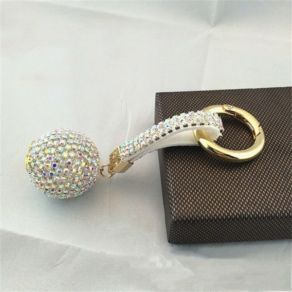 Rhinestone skinnrem Crystal Ball Pendant nøkkelring 1 1