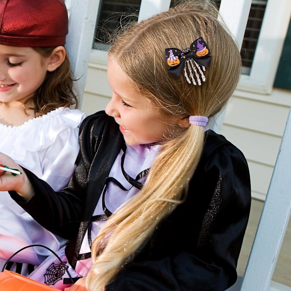 Hårklipp for barn, Halloween hårklipp med gresskar edderkoppnett sløyfe, søte Halloween hårtilbehør hodeplagg 2 stk