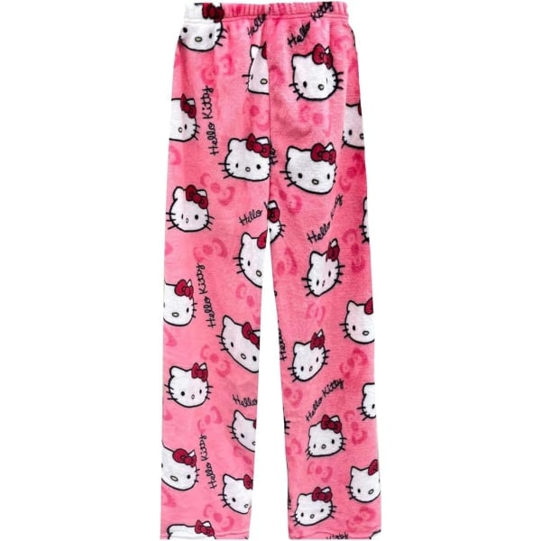 Söta tecknade pyjamaashousut naisille kaikkialla printti flanelli pyjama housut lämpimät kotiin nukkumiseen graffiti housut XL XL