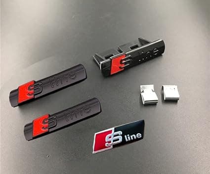 (Sort) 4 stk S Logo Line Emblem, 3D Logo Metal Emblem, Biludvendigt-FO-