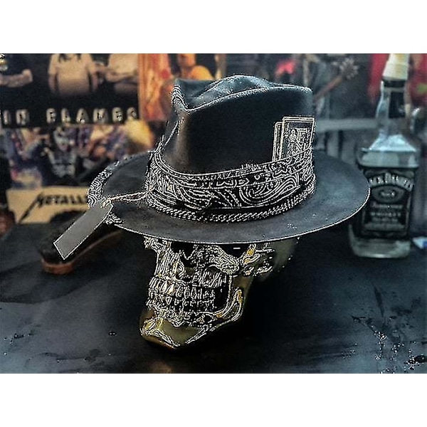 2023 Herre Cowboyhat Punk Stil Western Cowboyhat Skallehat Hurtig