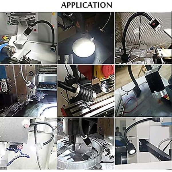 Maskinlampa med magnetisk bas, 9w LED svarvlampa, flexibel, vattentät, med magnetisk bas för verkstad, svarv, CNC fräsmaskin, metallfräsning M