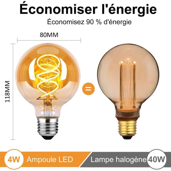 4-pak E27 LED Edison-pærer - 4W varm hvid 2200K dæmpbare vintage lys