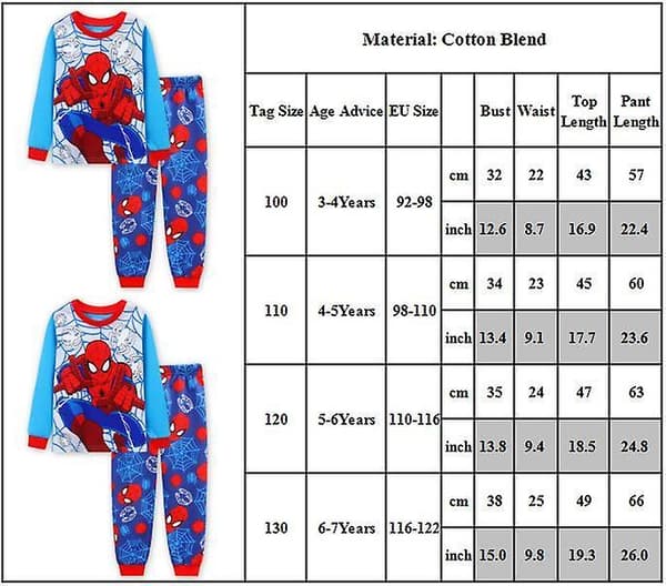 Drenge Spider-Man Pyjamassæt Nattøj Pyjamas Pjs Nyhedstøj 3-7 år-FO- 3-4 Years