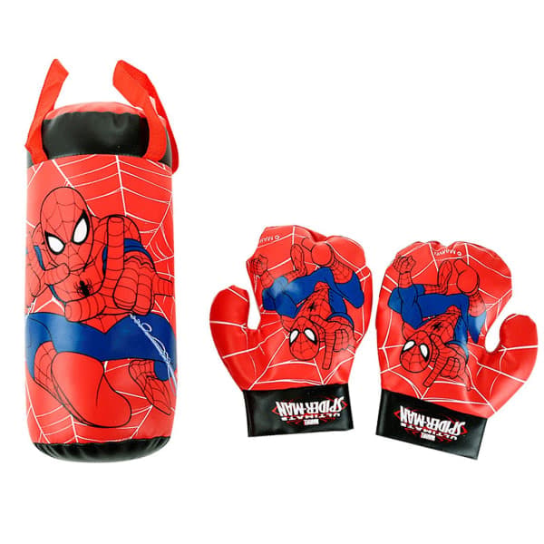 Spider-Man Boksesekksett for barn med hansker og justerbart stativ