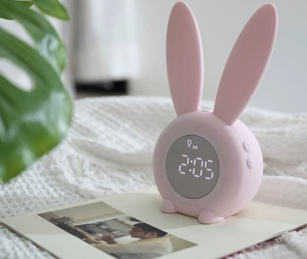 Vækkeur Natlys til Børn med 6 Ringetoner Søvntræner Soveværelseslampe Pink-FO-