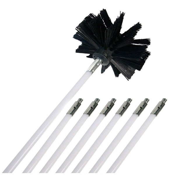 Skorstensbørste Tilbehør Skorstensrenser 6XSTÆNGER OG 1XBØRSTE-PO- 6xRods and 1xBrush