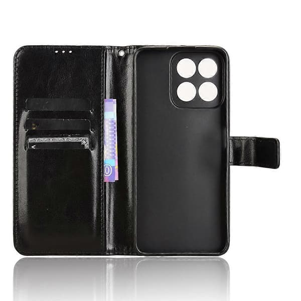 For Honor 200 Smart 5G/ Play 60 Plus 5G Stand Case Leather Wallet Phone Case Crazy Horse Texture-FO- Black