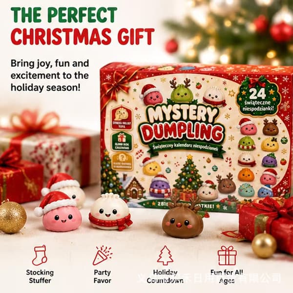 2026 Julekalender 24 Dages Squishy Dumpling Blind Box Stressaflastende Fidget Legetøj Style 4