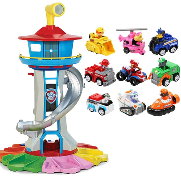 Paw Patrol Torn Stor Stort Torn Canina Utsiktsplats Modell Leksaksset Hundar Fordon Actionfigur för Pojke Barn Födelsedagspresent