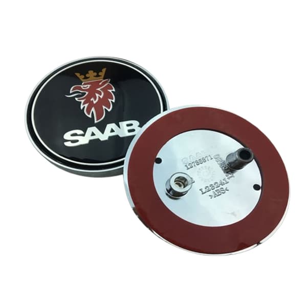 2 stk. sorte Saab-logoer til motorhjelm og bagagerum, 68 mm - XF14 --FO-
