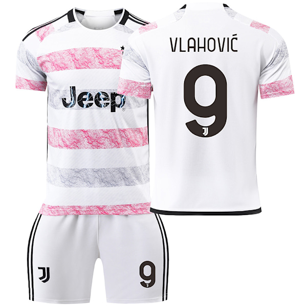 23/24 Juventus Bortetrøye Barn Sett No.9 VLAHOVIC No. 9 VLAHOVIC No. 9 VLAHOVIC XXXL