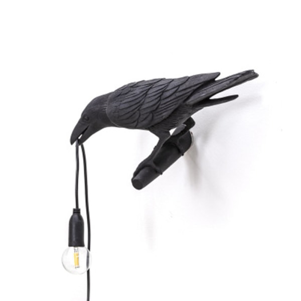Seletti Fågel Modern Italiensk Vägglampa Svart Vit Resin Belysning black right