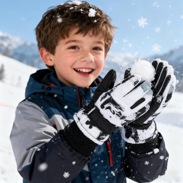 Skihansker for barn, gutter og jenter (6–9 år) – Vindtette sklisikre vintervotter for snø og sykling-FO-