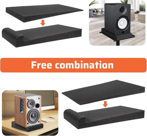 Monitorin akustiset eristyslevyt, kaiutinalusta 30 cm x 17 cm x 3,5 cm (musta) - FO-