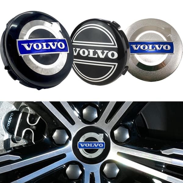4-Pack - Volvo Center Caps / Wheel Hub Emblems - Car 70-FO- 70 64mm Grå